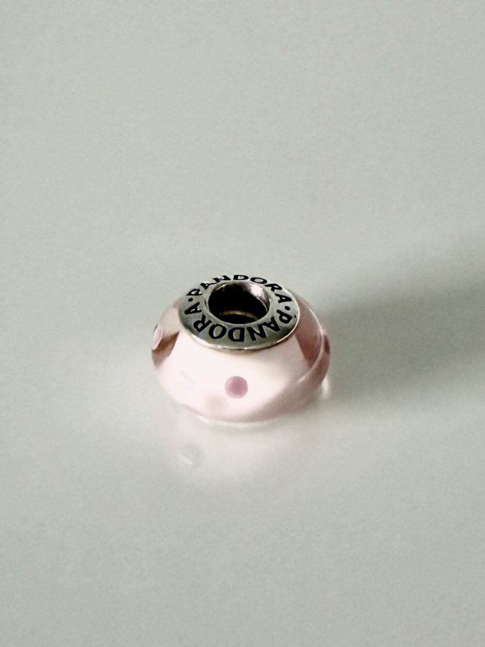 PANDORA Pink Polka Dots Murano Glass Charm